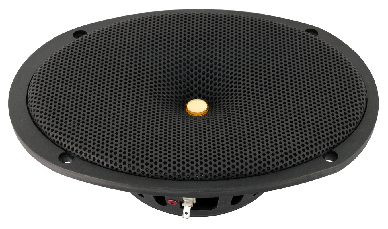 6x9 inch black front view of waterproof boat speaker N69 Classic series.