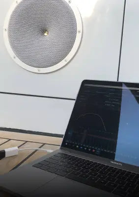 DC GOLD white marine speaker being tested 